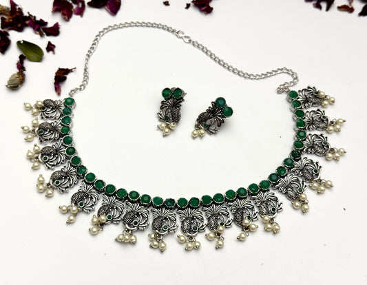 Premium brass made oxidised necklace set