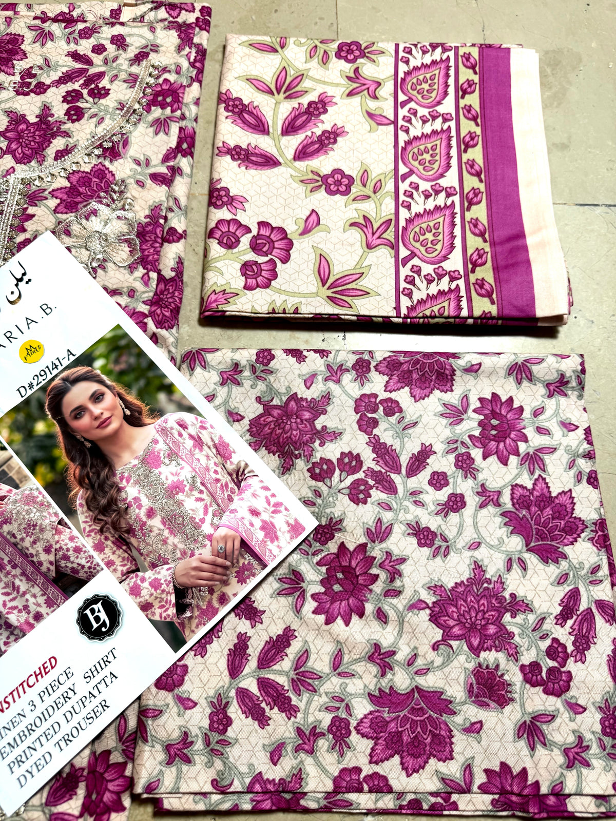 Libas-e-Shireen Linen 3pcs Embroidered A+ Quality Replica