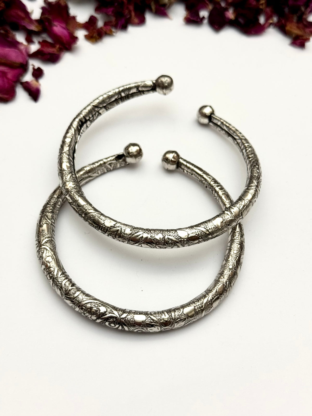 German silver Oxidised hasli style hand Kara pair