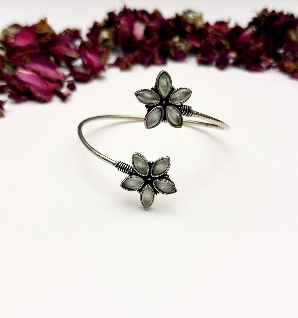 Premium German silver Oxidised Adjustable Bangle