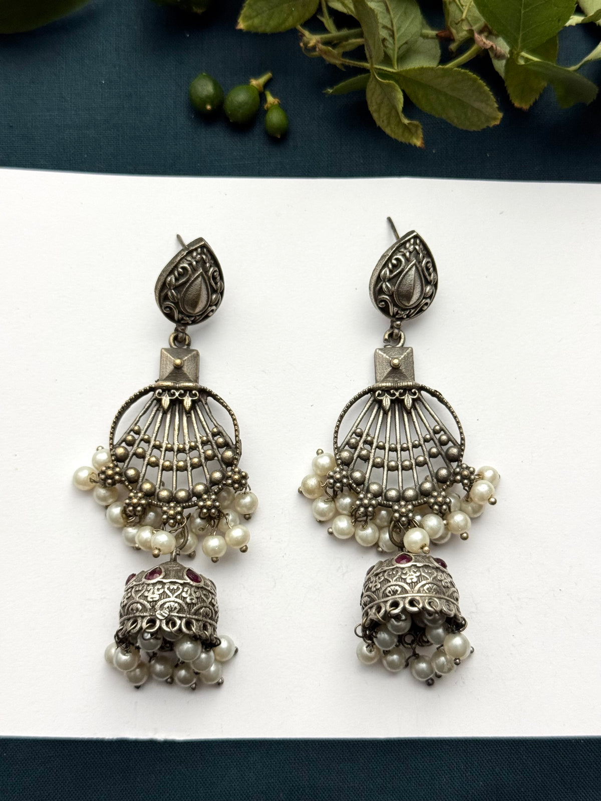 Brass made premium oxidised Jhumkas