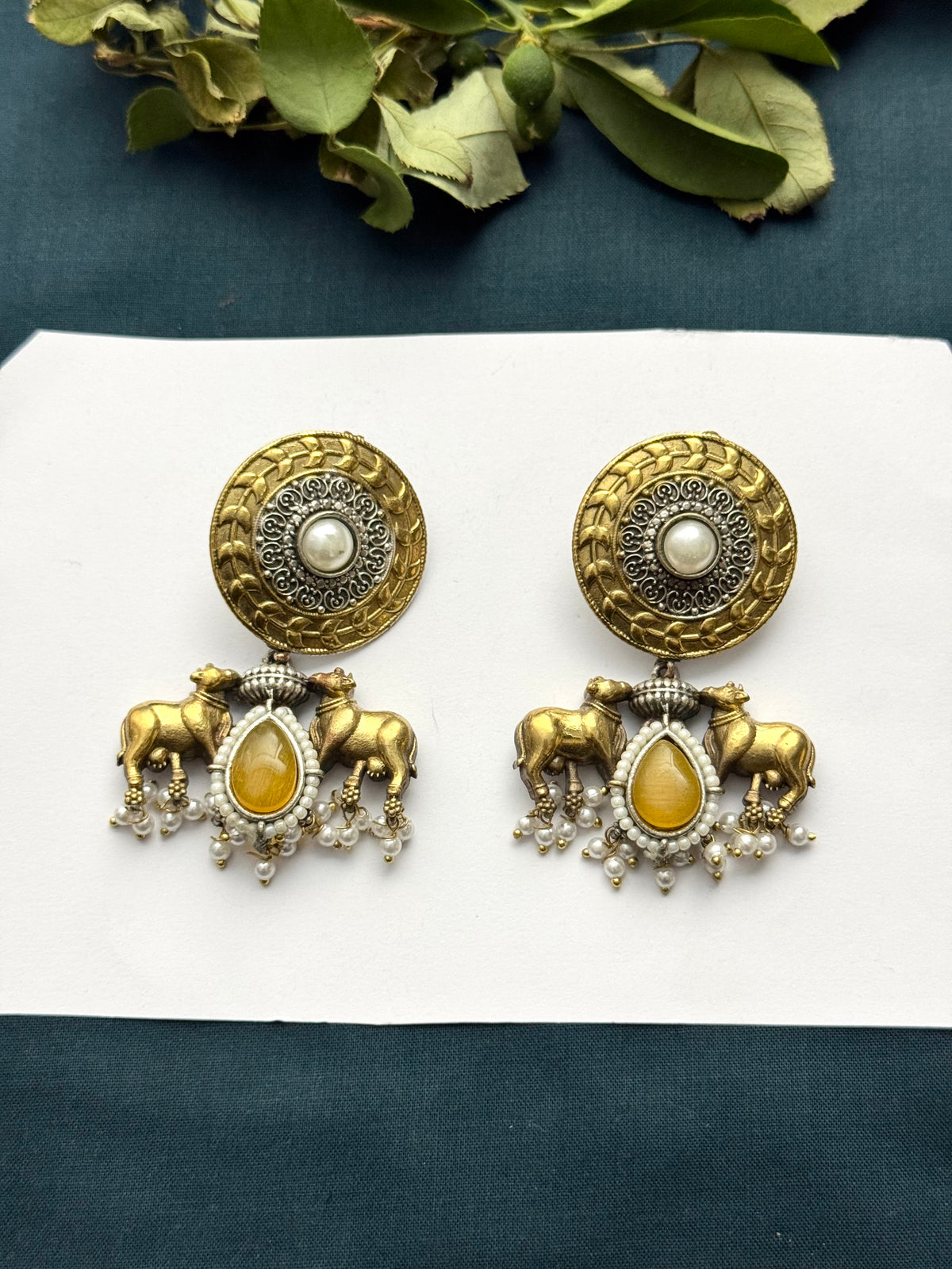 Premium Brass made Dual tone oxidised Earrings
