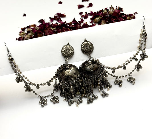 Black polish oxidised vintage Jhumka