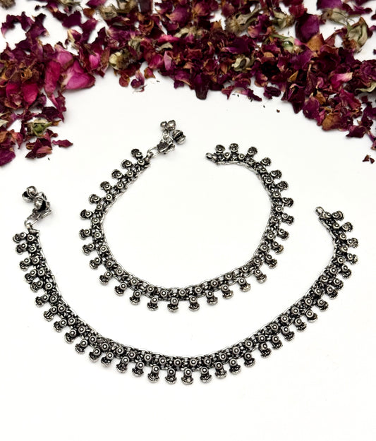 Premium German Silver Oxidised payal