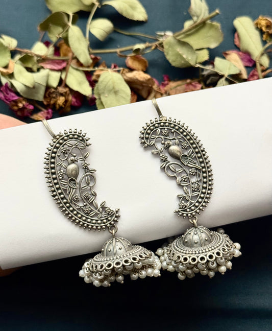 Premium oxidised Brass made Earcuf Jhumka