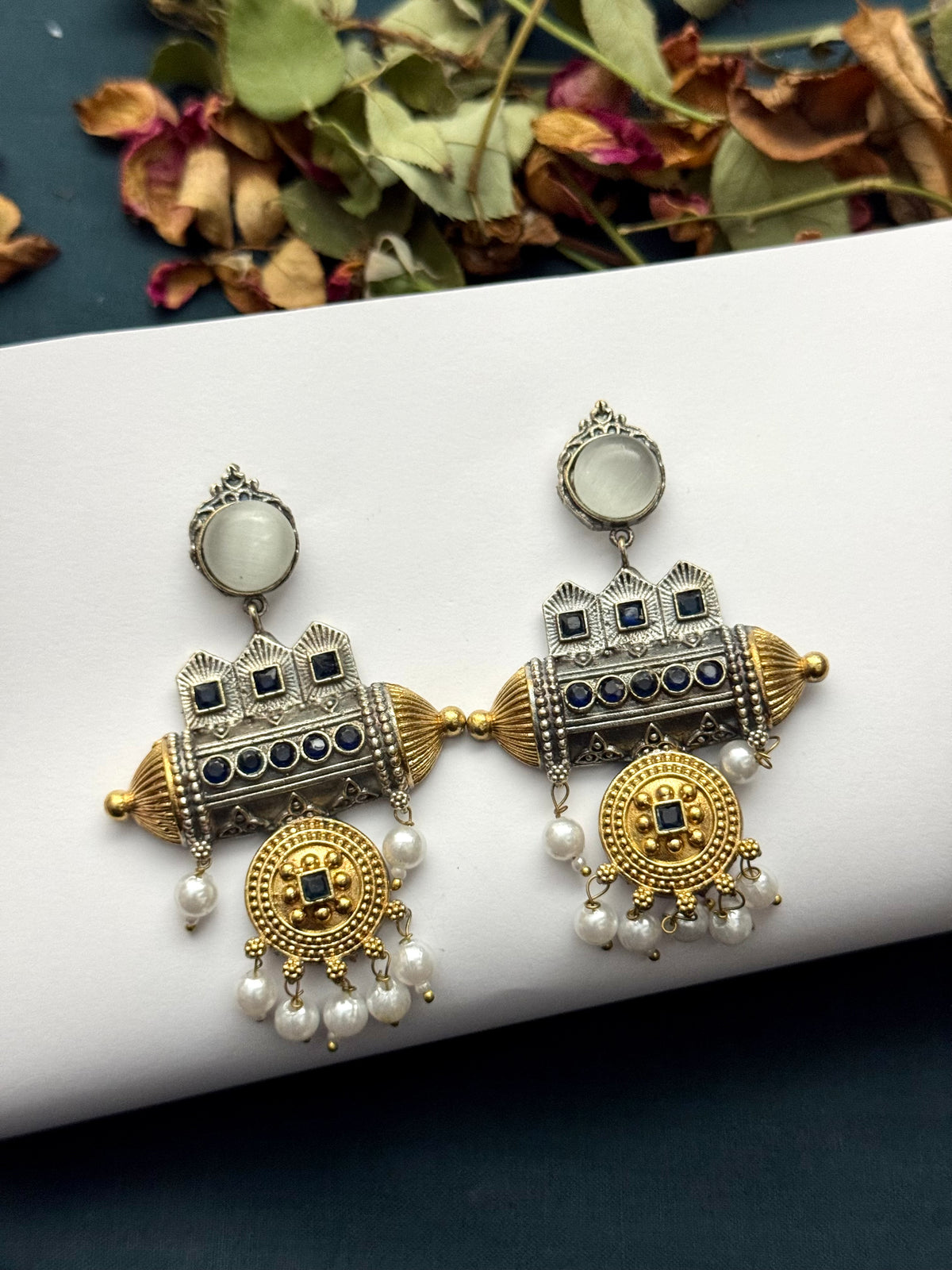 Premium Brass made oxidised Dual tone Earrings