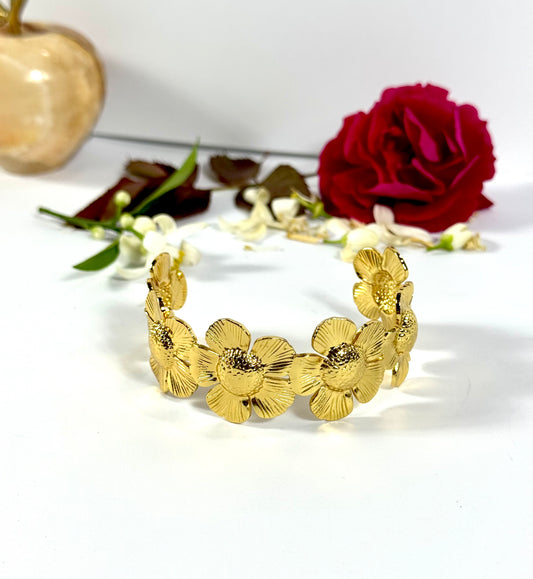 Stainless steel Adjustable Flower Bangles