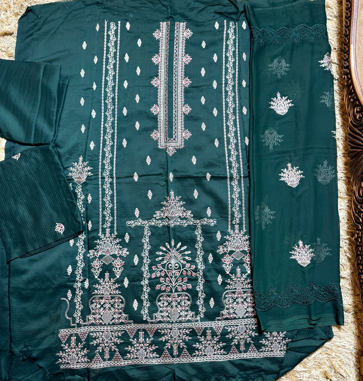 Libas-e-Shireen A+ Quality orignal Khadder 3 Pcs Embroidered Suit