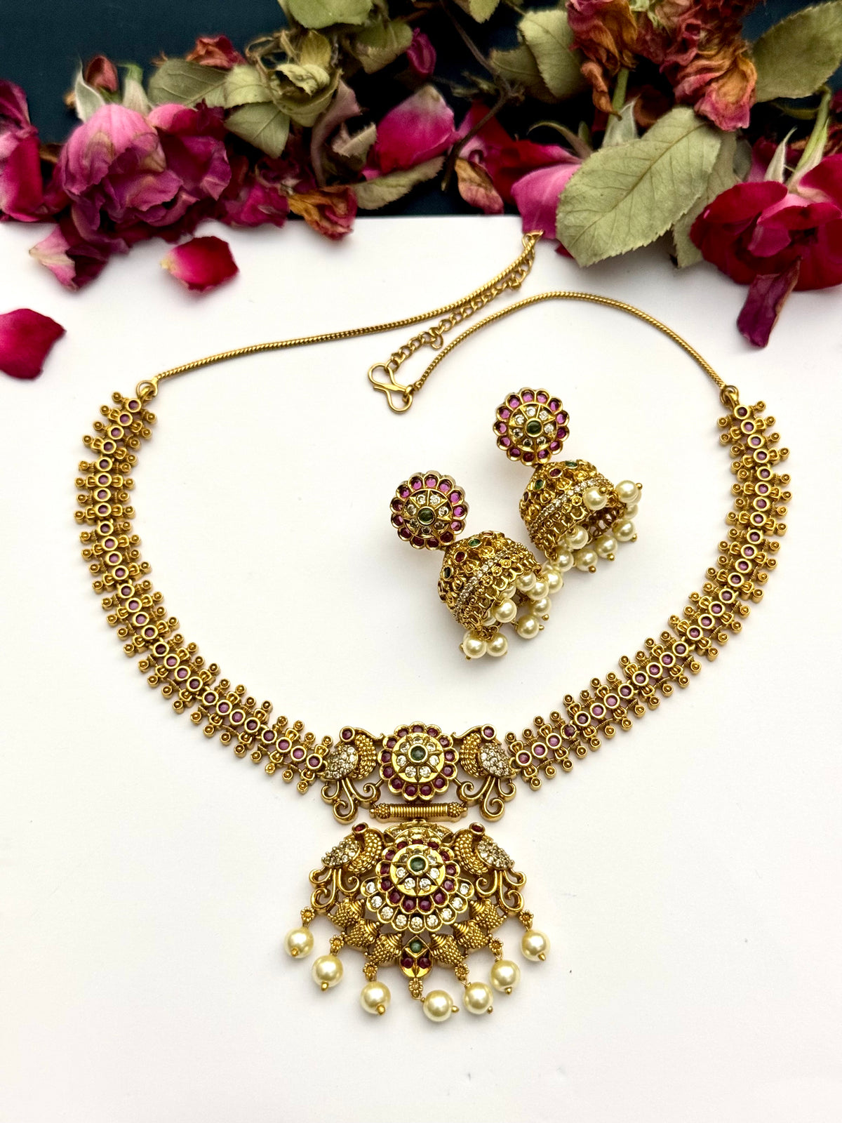 South Indian Brass made Designer Necklace set