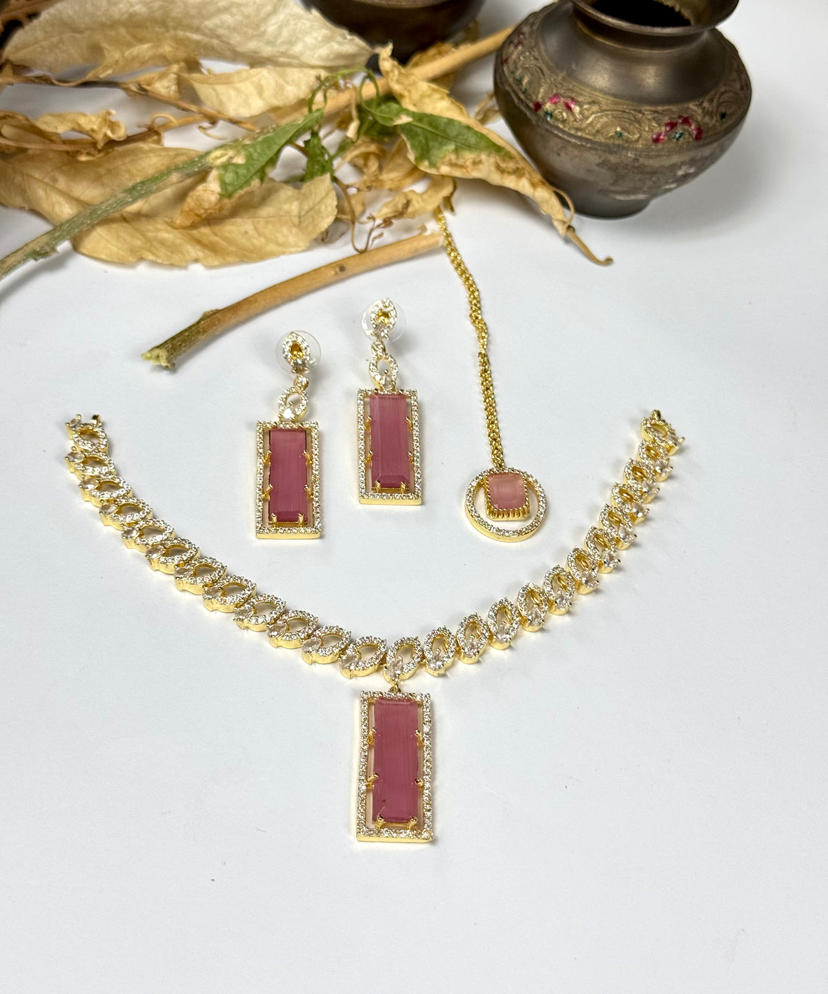 Exquisite Silver American Diamond Necklace Set with Matching Earrings | Bridal & Party Wear Jewelry