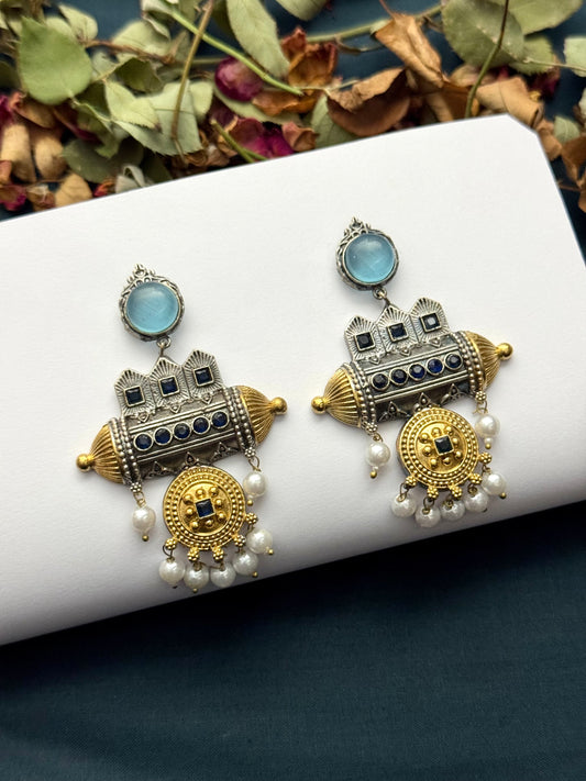 Premium Brass made oxidised Dual tone Earrings