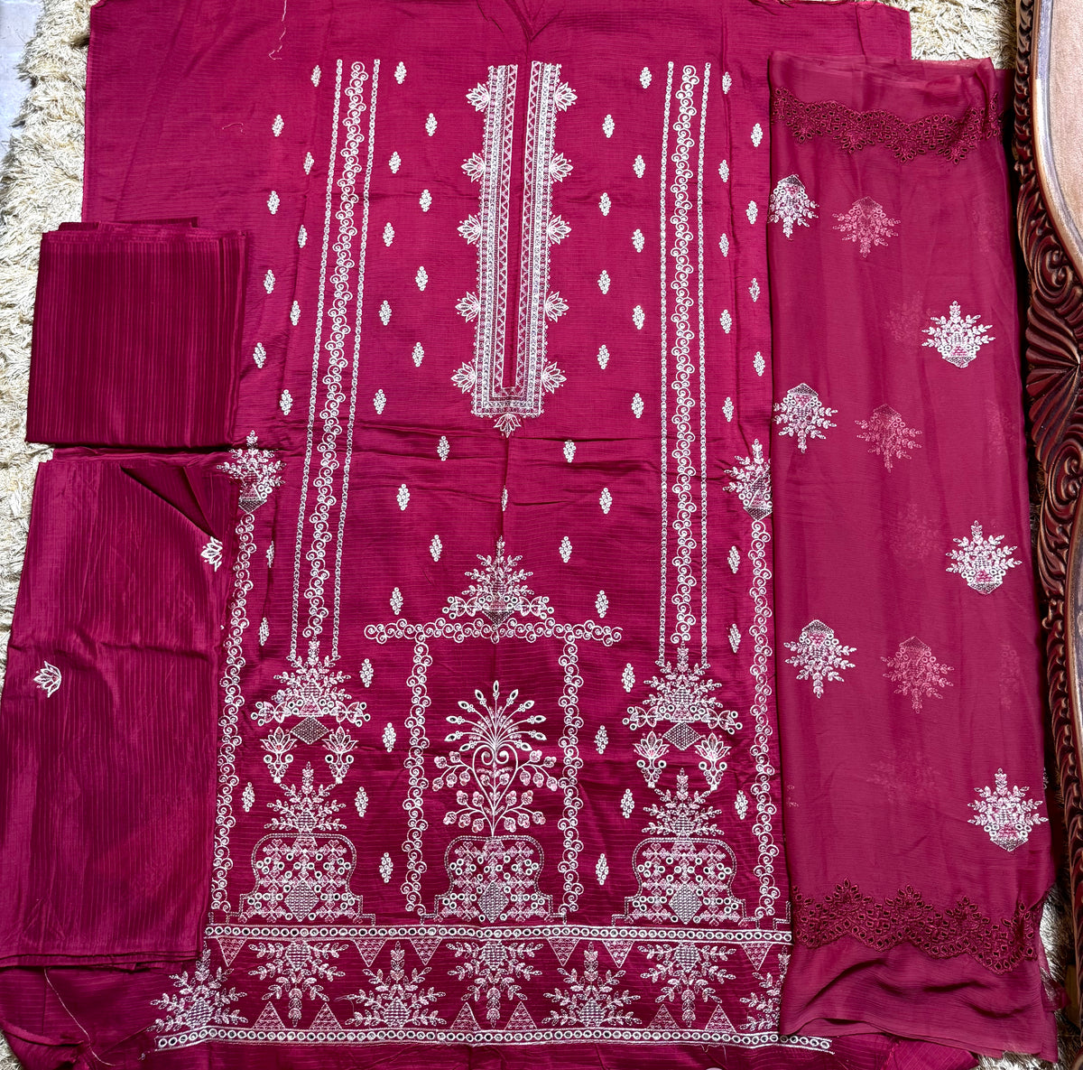 Libas-e-Shireen A+ Quality orignal Khadder 3 Pcs Embroidered Suit