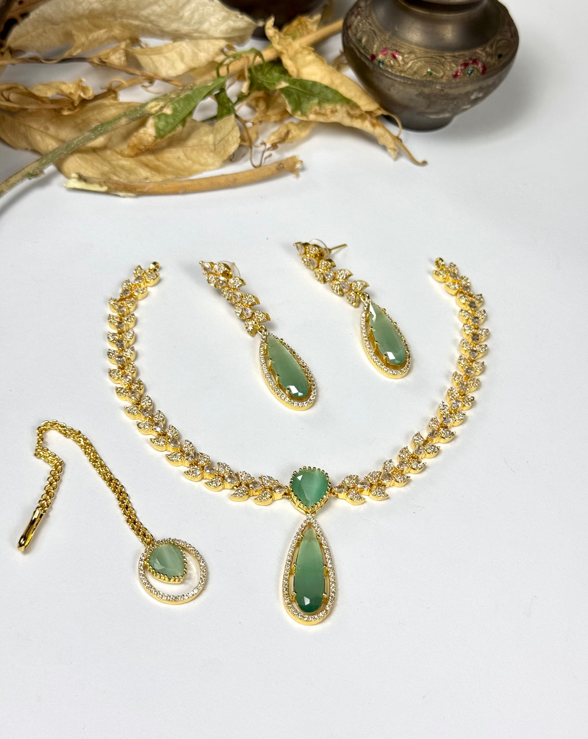 Exquisite Silver American Diamond Necklace Set with Matching Earrings | Bridal & Party Wear Jewelry