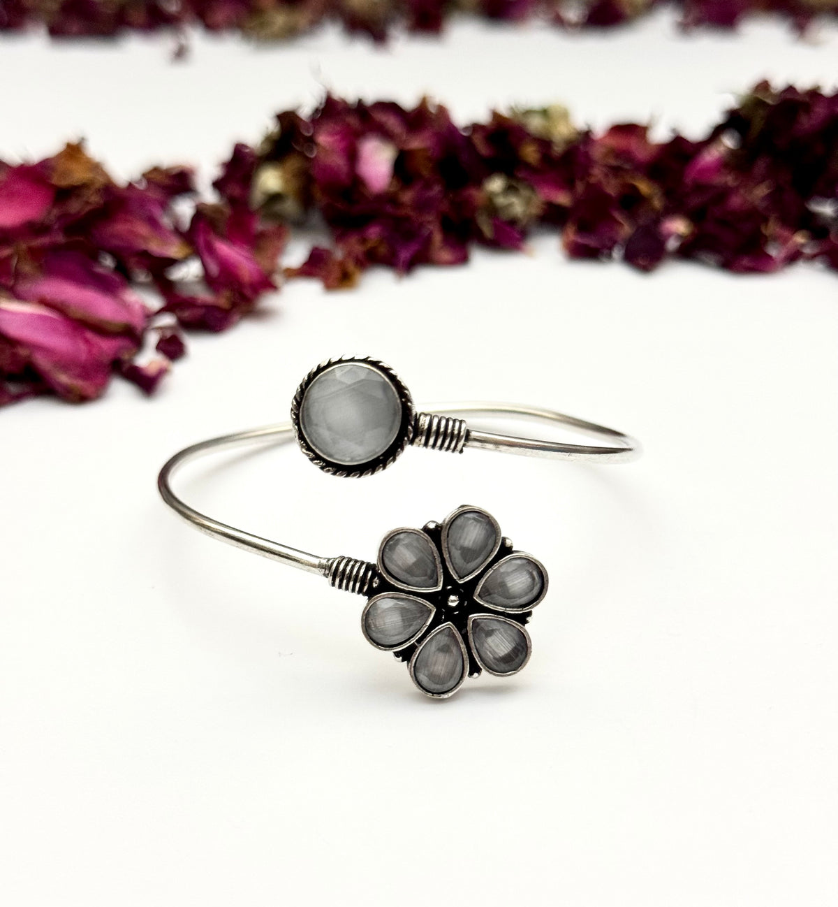 Premium German silver Oxidised Adjustable Bangle