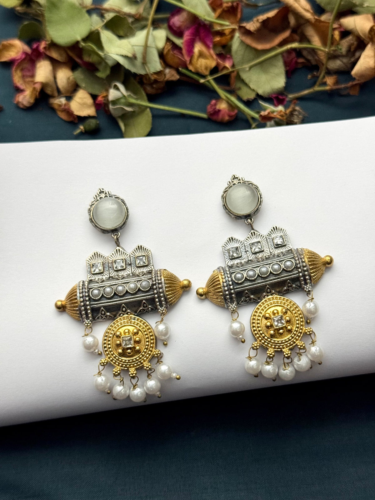 Premium Brass made oxidised Dual tone Earrings