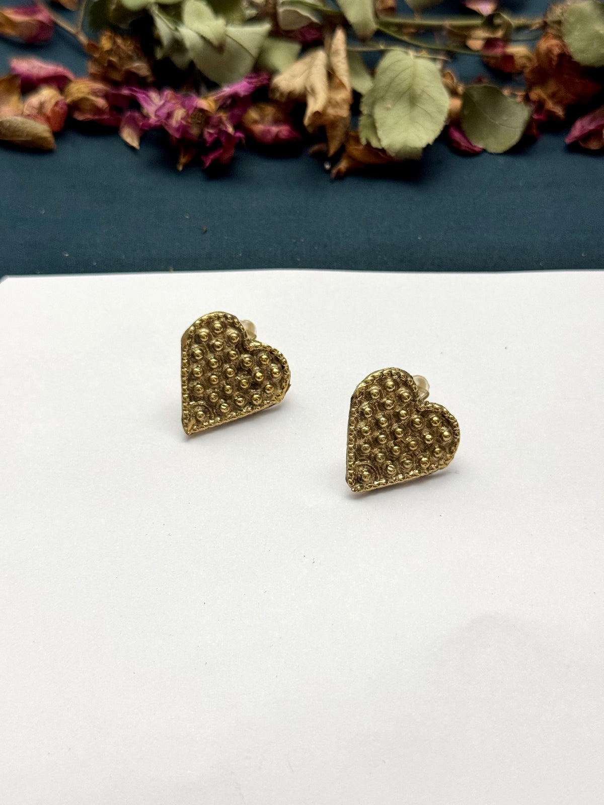 Boho Tribal Statement Heart Earrings | Antique Finish Ethnic Drop Earrings for Women