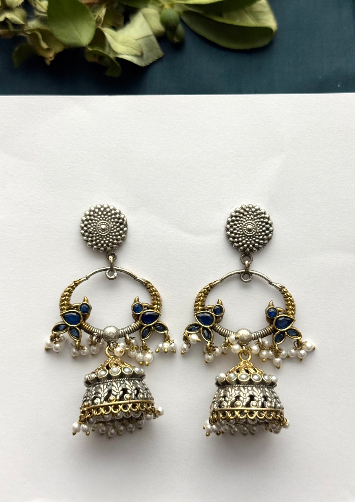 Premium Brass made Dual Tone oxidised jhumka