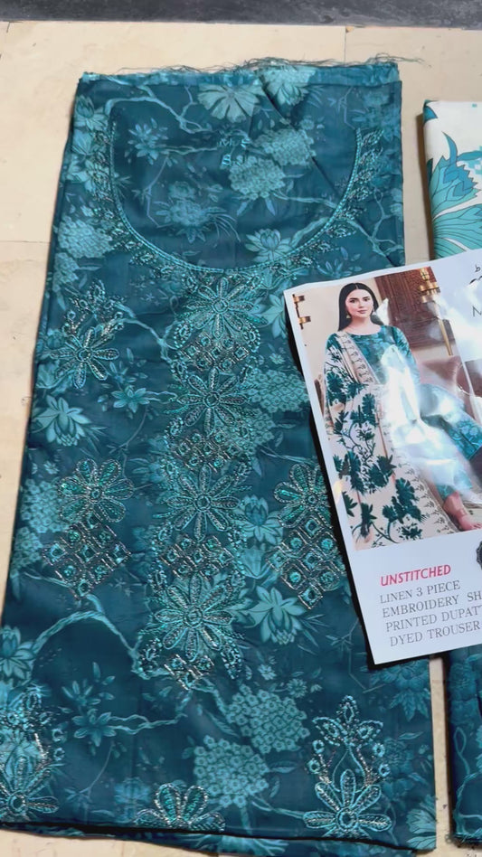Libas-e-Shireen  linen 3pcs Embroidered A+ Quality Replica